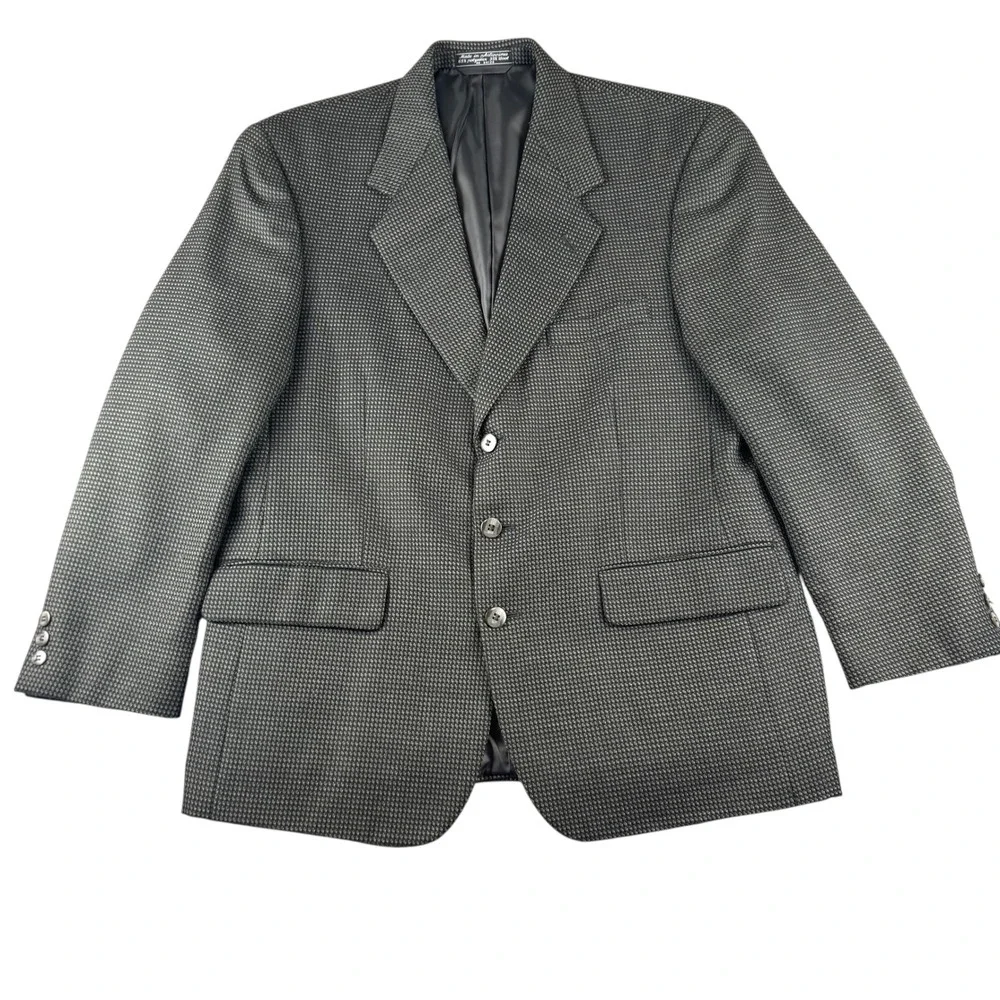 Bert Pulitzer Mens Grey‎ Wool Blend 3 Button Micro Pattern Blazer Sport Coat